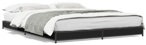 845151 vidaXL Cadru de pat, negru, 120x200 cm, lemn prelucrat și metal