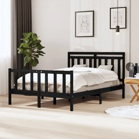 3100962 vidaXL Cadru de pat, negru, 140x200 cm, lemn masiv