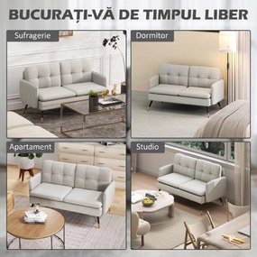 HOMCOM Divano 2 Posti in Tessuto Effetto Lino con Braccioli e Cuscini Imbottiti, Divanetto 2 Posti Moderno con Gambe in Acciaio, per Ufficio, Soggiorno, Salotto e Camera da Letto, 139x68x80 cm, Crema | Aosom Romania