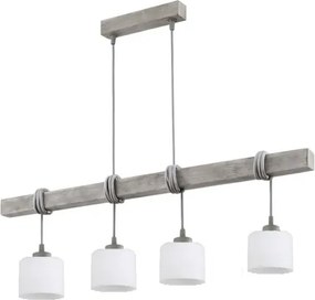 Brilagi - Lustră pe cablu WOOD GLASS 4xE27/60W/230V pin/gri/alb