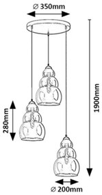 Lustra cu 3 pendule design modern Salvatore