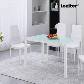 Masă pătrată Ezra 140 cm, din sticlă, albă