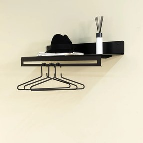 Cuier de perete negru cu raft din metal 78 cm Sway – Spinder Design