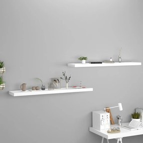 vidaXL Rafturi de perete suspendate, 2 buc., alb, 120x23,5x3,8 cm, MDF