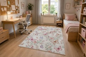 BAMBINO 61450 covor lavabil Fluturi pentru copii anti-alunecare - cremă / roz