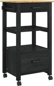 vidaXL Troler de Bucătărie MONZA Negru 48 x 40 x 88,5 cm