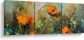 Tablou - Flori (cu ceas) (90x30 cm)