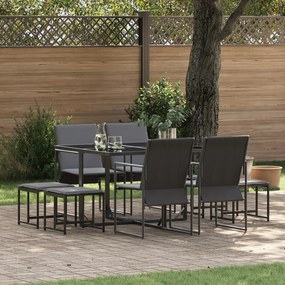 vidaXL Set de masă pentru grădină 9 pcs Negru Oțel