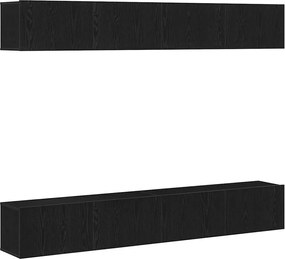 vidaXL Set comodă TV 4 pcs Stejar Negru 100 x 30 x 30 cm Lemn compozit