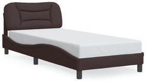 3207747 vidaXL Cadru de pat cu tăblie, maro închis, 90x200 cm, textil
