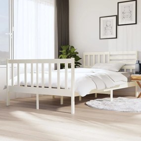 3101149 vidaXL Cadru de pat, alb, 120x200 cm, lemn masiv