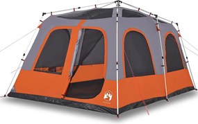 vidaXL Cort familie cupolă 8 persoane, gri/portocaliu, setare rapidă