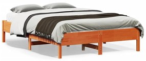 842721 vidaXL Cadru de pat, maro ceruit, 135x190 cm, lemn masiv de pin