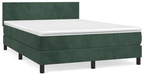 3141182 vidaXL Pat box spring cu saltea, verde închis, 140x190 cm, catifea