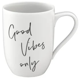Cana din portelan, Statement Good Vibes Only, Alb, 340 ml, Villeroy & Boch