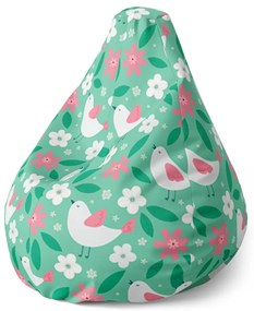 Sac de șezut Pear flori și păsărele - pentru copii, colorat