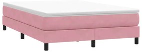 vidaXL Pat cu arcuri fără saltea roz 140x210 cm catifea