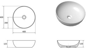 Ravak XJX01140003 - Lavoar pentru blat UNI SLIM, Ø 40 cm, ceramică, alb