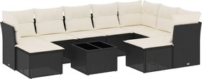 vidaXL Set canapele de grădină cu perne, 10 piese, negru, poliratan