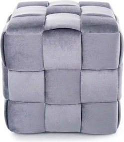 Taburet CASEL, gri, stofa catifelata, 42x42x42 cm
