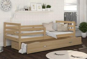 Supermobel Pat din lemn pentru copii JACEK P1 + saltea + somieră GRATIS, lemn masiv, 190x80, pin