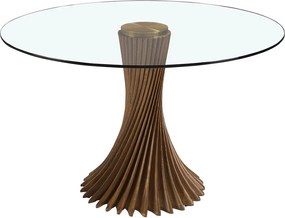 Masa rotunda design modern deosebit Glass and Walnut 130cm