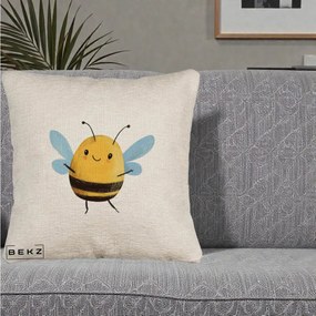 Perna Decorativa Buburuza pe Trifoi cu Patru Foi, 40x40 cm, Bej Canapea, Husa Detasabila, Perna Inclusa, BEKZ®