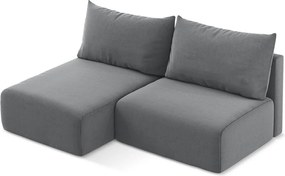 Colțar gri extensibil/cu spațiu de depozitare cu tapițerie din catifea (cu colț pe partea stângă/cu șezlong) Kalena – Makamii