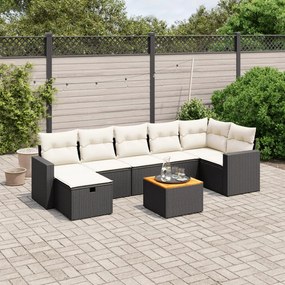 vidaXL Set mobilier de grădină cu perne, 8 piese, negru, poliratan
