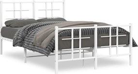 vidaXL Cadru de pat metalic cu tăblie, alb, 120x200 cm