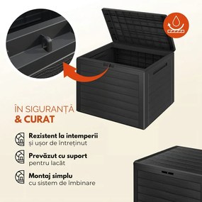 Cutie de depozitare WOODEBOX, 190L, 78x44x55cm, antracit Prosperplast