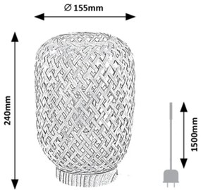 Lampă de masă ALINAFE 1xE14/25W/230V ratan Rabalux 74016