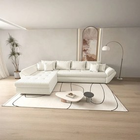 Colțar extensibil dumonde cu ladă de depozitare si sezut confortabil din spuma high-density, Loana XL Ambience Ivory 335x185 cm