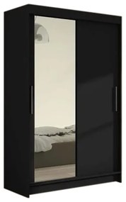Supermobel Dulap dormitor cu uşi glisante MIAMI VI cu oglindă, 120x200x58, negru mat