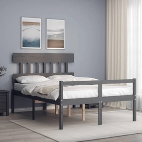 3195413 vidaXL Cadru de pat cu tăblie, gri, 120x200 cm, lemn masiv