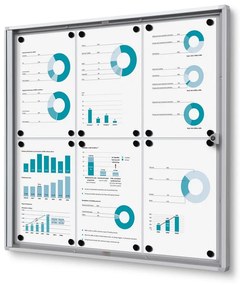 Vitrina informatii interioare Economy 6 x A4 - spate metalic, ignifug, aluminiu
