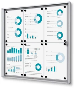 Vitrina informatii interioare Economy 6 x A4 - spate metalic, ignifug, aluminiu
