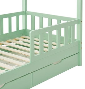 Patut Marli 90 x 200 cm cu 2 sertare si grilaj cu lamele - mentol