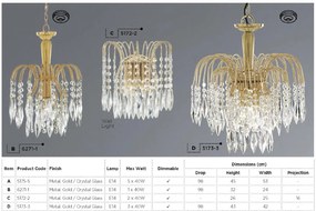 Aplica perete cristal design elegant Waterfall gold 5172-2 SRT