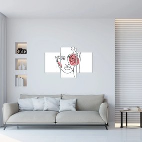 Tablou - Linie de artă față cu trandafir (90x60 cm)