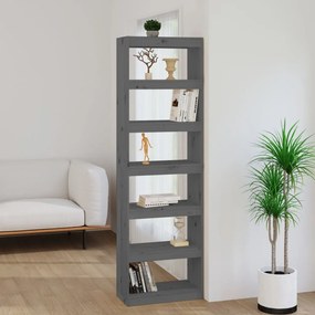 vidaXL Bibliotecă/Separator cameră gri 60x30x199,5 cm lemn masiv pin