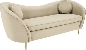 Canapea cu 3 locuri de design, ţesătură Velvet bejgold crom auriu, EZIO TYP 3