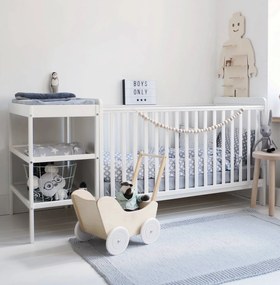 Masa infasat pentru bebelusi, lemn masiv, Alb 76 x 44 x 86 cm, Cu 2 Rafturi De Depozitare Inalte