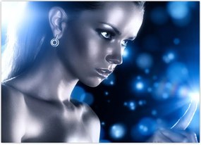Tablou - Femeia, sclipici albastru (70x50 cm)