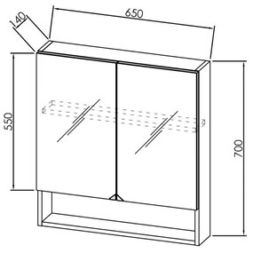 Dulap cu oglinda, Kolpasan, Evelin, 65x14x70cm, alb