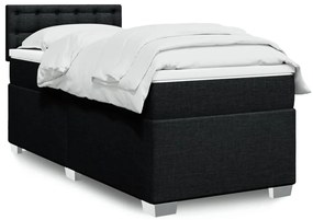 vidaXL Pat box spring cu saltea, negru, 90x200 cm, textil