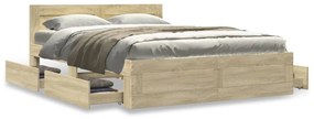 3295599 vidaXL Cadru de pat cu tăblie stejar sonoma 135x190 cm lemn prelucrat