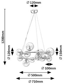 Lustră pe cablu Rabalux 71300 ASLOV 11xG9/28W/230V