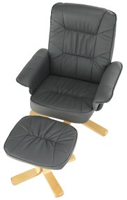 Fotoliu relaxant cu suport pt. picioare, gri închis, LERATO
