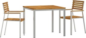vidaXL Set de masă pentru grădină 3 pcs Maro Lemn Solid de Acacia